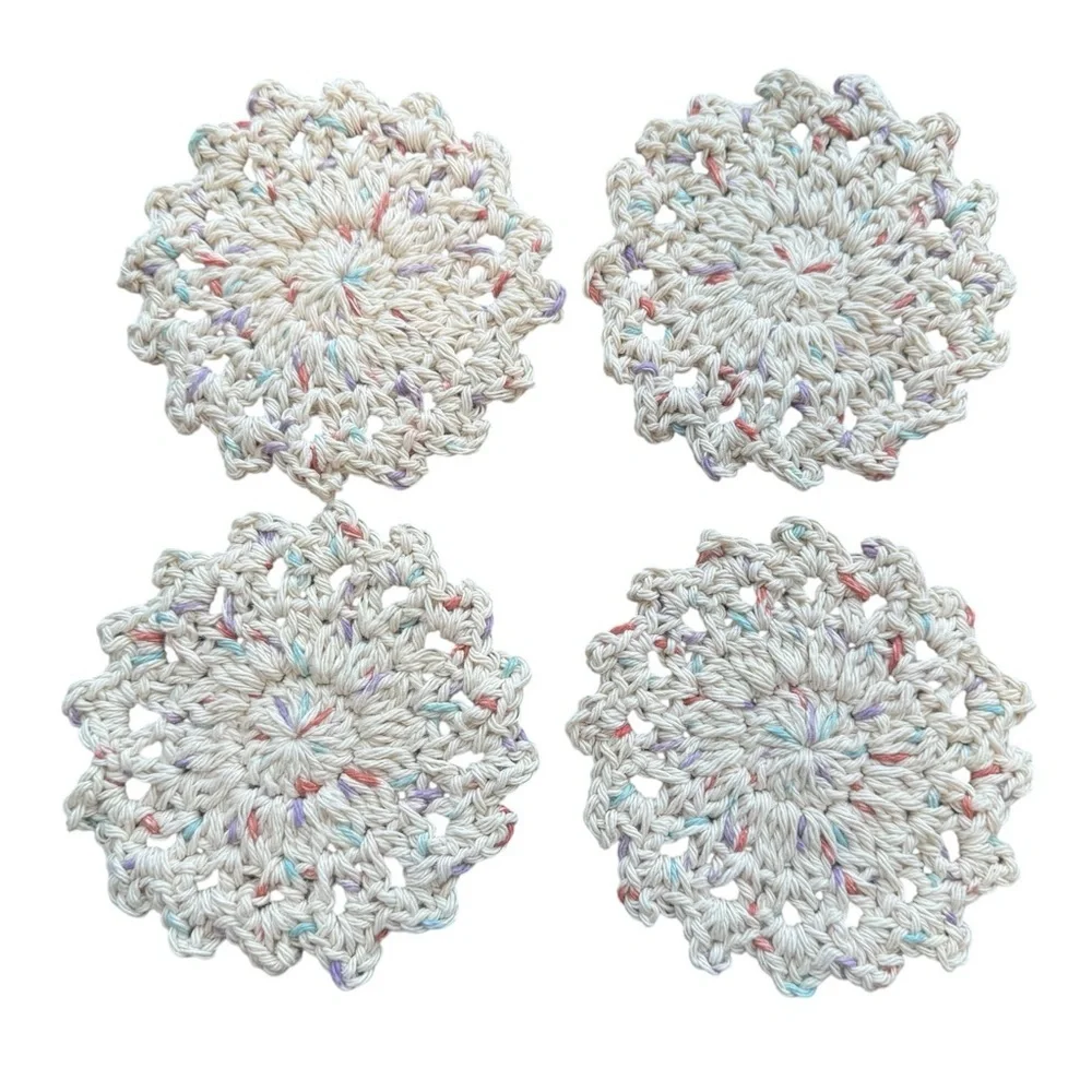 Elegant Multicolor Crochet Bath Coasters